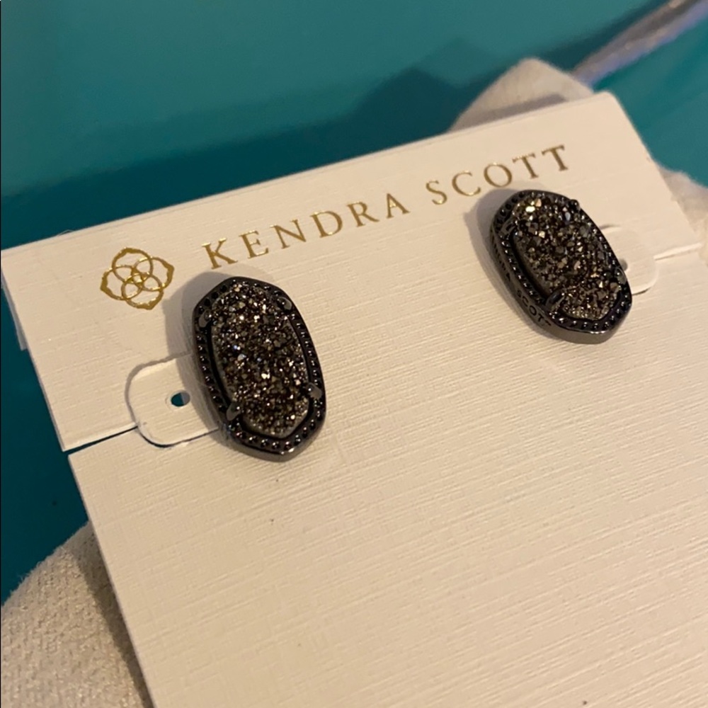 Kendra Scott Ellie Drusy Earrings Gunmetal Studs